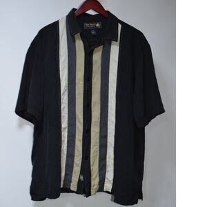 Nat Nast Luxury Originals Silk Shirt Black Cream Stripe XL